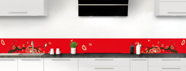 Crédence de cuisine Cerisier japonnais couleur rouge vif dosseret