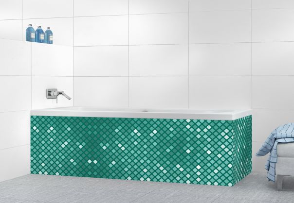 Panneau tablier de bain Diamants brillants couleur Vert jade motif inversé