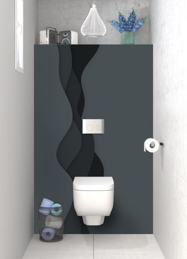 Panneau WC Vagues couleur Gris anthracite motif inversé