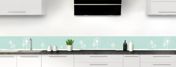 Crédence de cuisine Pissenlit au vent couleur vert pastel dosseret motif inversé