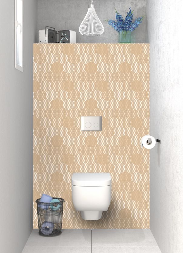 Panneau WC Camaïeu hexagone couleur Coquille d'oeuf