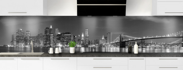 Crédence de cuisine New York Noir & Blanc panoramique