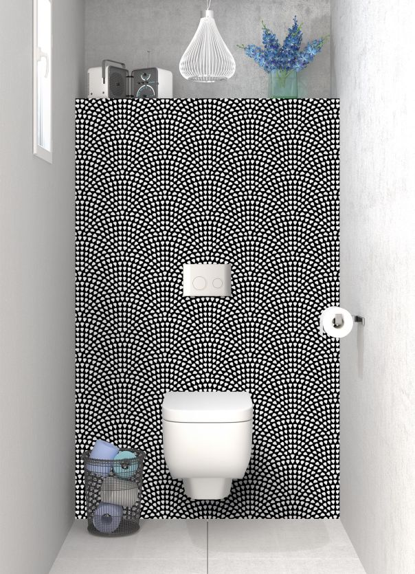 Panneau WC Mosaïque petits cœurs couleur Blanc