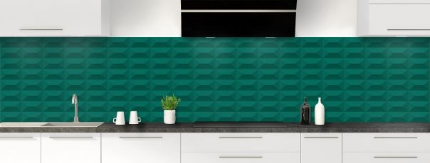 Crédence de cuisine Briques en relief couleur Vert jade panoramique