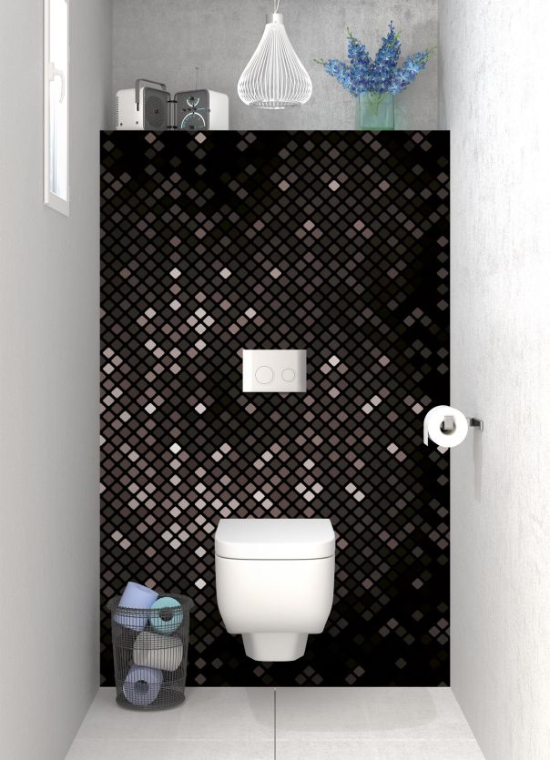 Panneau WC Diamants brillants couleur Noir motif inversé