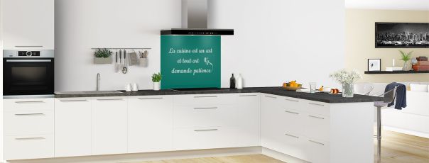 Crédence de cuisine Citation  couleur Vert jade fond de hotte en perspective