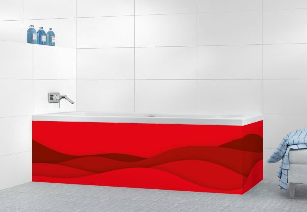 Panneau tablier de bain Vagues couleur Rouge vermillon motif inversé