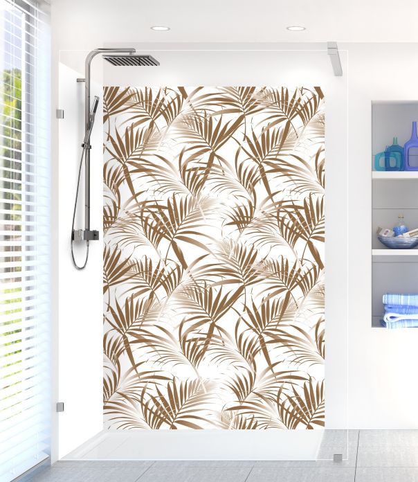 Panneau de douche Feuilles tropicales couleur Cannelle