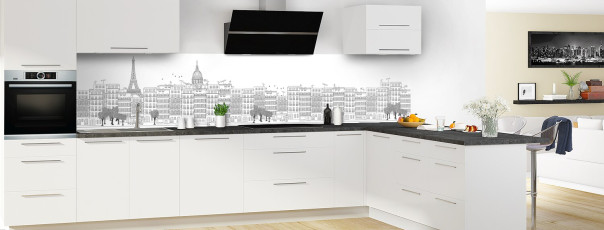 Crédence de cuisine La rue couleur Noir panoramique en perspective