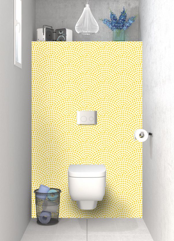 Panneau WC Mosaïque petits cœurs couleur Mimosa