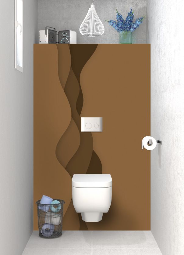 Panneau WC Vagues couleur Cannelle motif inversé