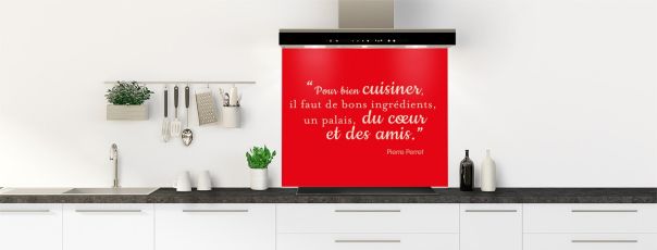 Crédence de cuisine Bien cuisiner couleur Rouge vermillon fond de hotte