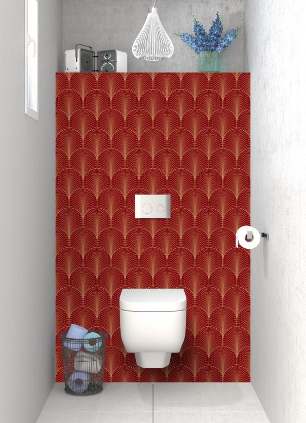 Panneau WC Seigaihas doré couleur Rouge grenat