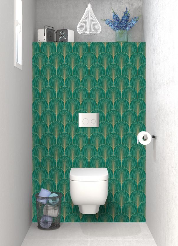 Panneau WC Seigaihas doré couleur Vert jade