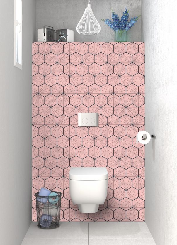 Panneau WC Carreaux de ciment hexagonaux couleur Quartz rose