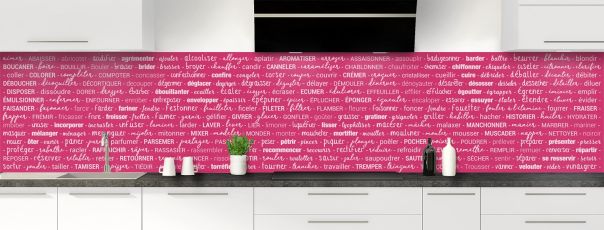 Crédence de cuisine Etapes de recette couleur Saphir rose panoramique