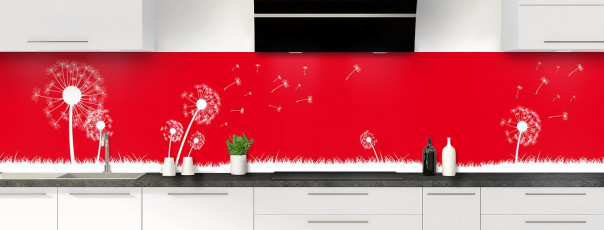 Crédence de cuisine Pissenlit au vent couleur rouge vif panoramique