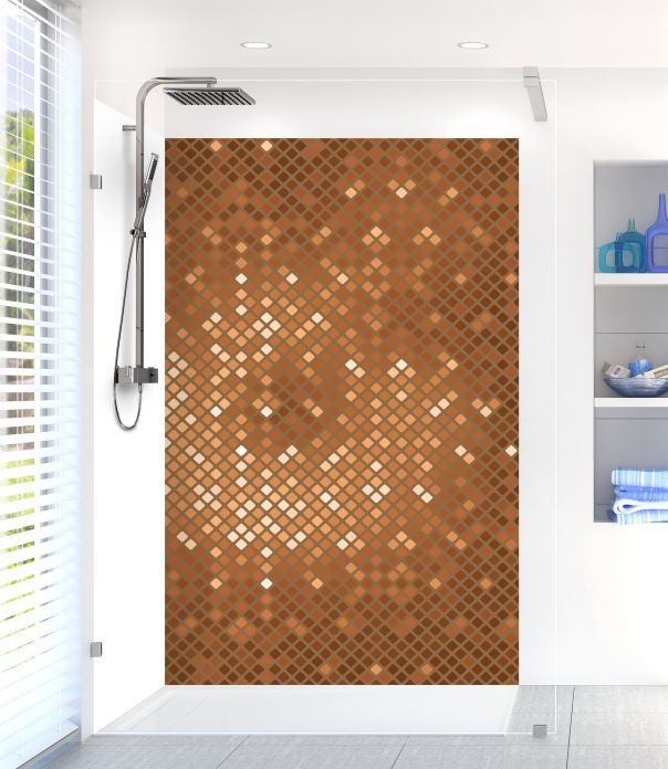 Panneau de douche Diamants brillants couleur Cannelle motif inversé