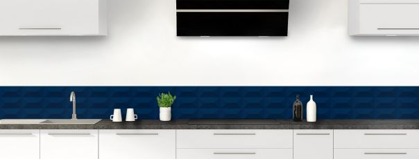 Crédence de cuisine Briques en relief couleur Bleu nuit frise