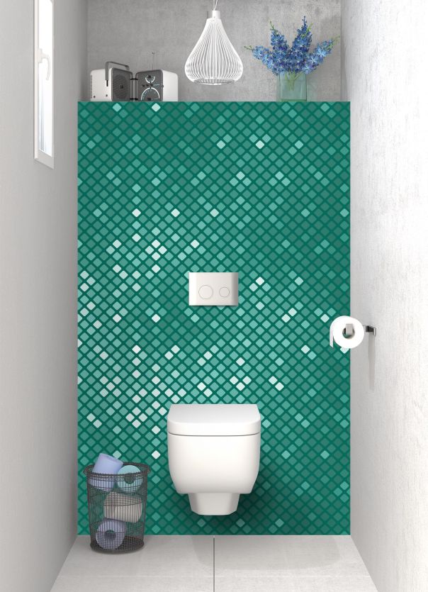 Panneau WC Diamants brillants couleur Vert jade motif inversé