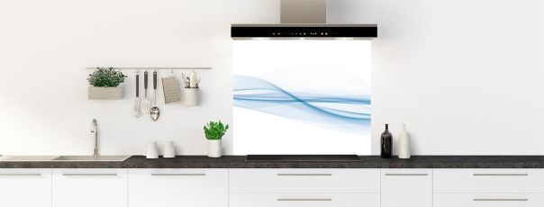 Crédence de cuisine Vaguelette couleur Bleu dragée fond de hotte motif inversé