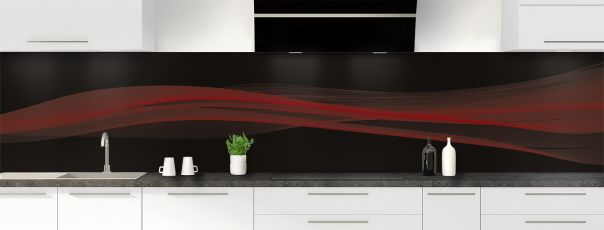 Crédence de cuisine Lignes design couleur Rouge grenat panoramique motif inversé