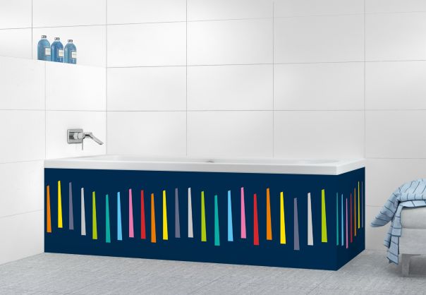 Panneau tablier de bain Barres colorées couleur Bleu nuit