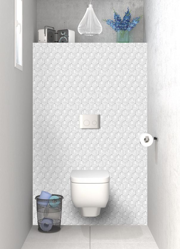 Panneau WC Cubes rayés  couleur Gris pierre