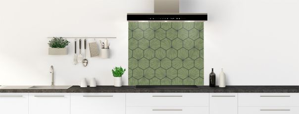 Crédence de cuisine Carreaux de ciment hexagonaux couleur Vert sauge fond de hotte