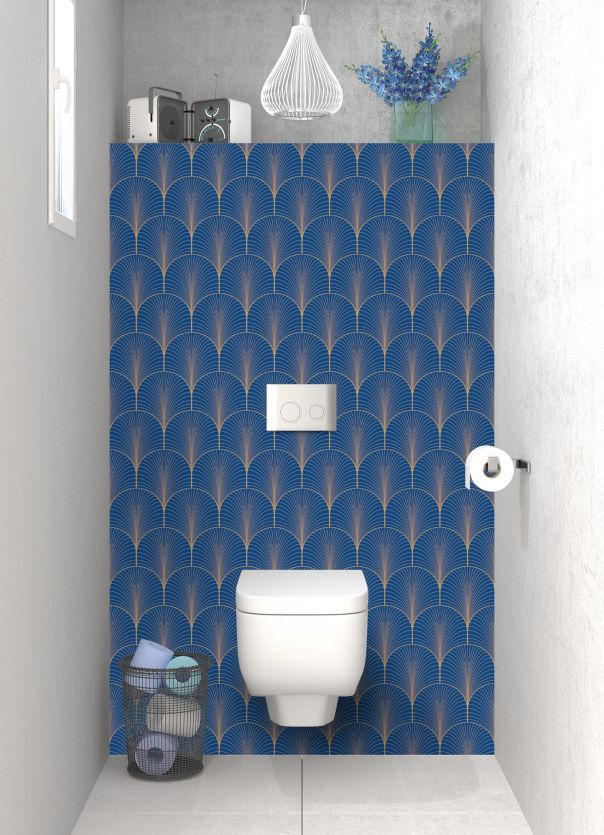 Panneau WC Seigaihas doré couleur Bleu électrique