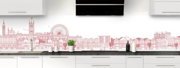 Crédence de cuisine Londres couleur Rose grenade panoramique