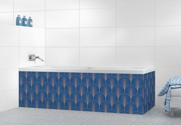 Panneau tablier de bain Seigaihas doré couleur Bleu électrique