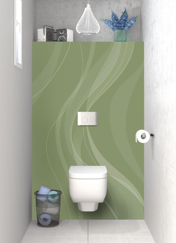 Panneau WC Voilage couleur Vert sauge motif inversé