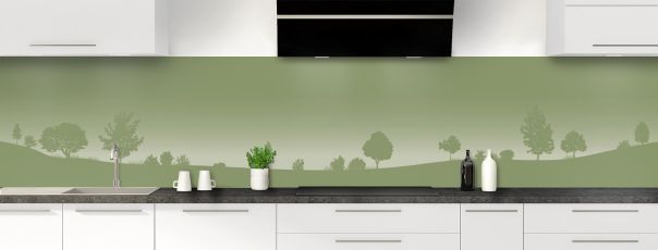 Crédence de cuisine Paysage couleur Vert sauge panoramique motif inversé