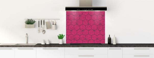 Crédence de cuisine Carreaux de ciment hexagonaux couleur Saphir rose fond de hotte