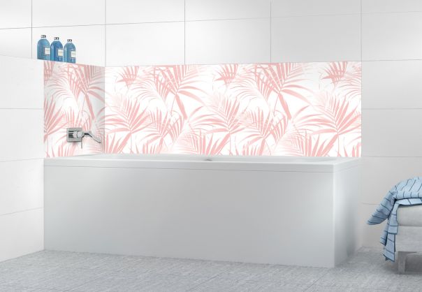 Panneau de bain Feuilles tropicales couleur Quartz rose