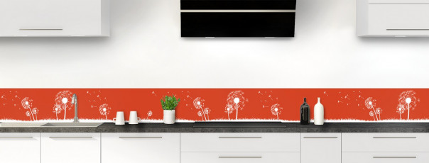 Crédence de cuisine Pissenlit au vent couleur rouge brique dosseret motif inversé