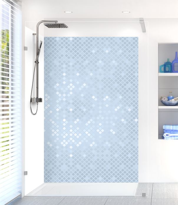 Panneau de douche Diamants brillants couleur Bleu dragée motif inversé