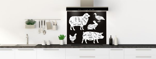 Crédence de cuisine Du lard ou du cochon fond de hotte motif inversé