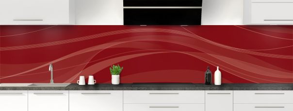 Crédence de cuisine Voilage couleur Rouge grenat panoramique motif inversé
