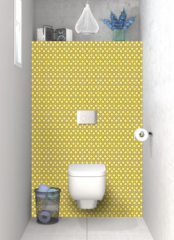 Panneau WC Hexagones  couleur Mimosa