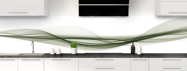 Crédence de cuisine Vaguelette couleur Vert sauge panoramique motif inversé