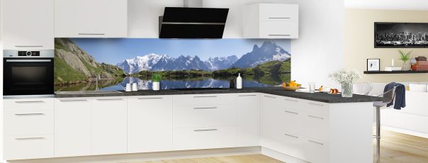 Crédence de cuisine Lac d'altitude panoramique motif inversé en perspective