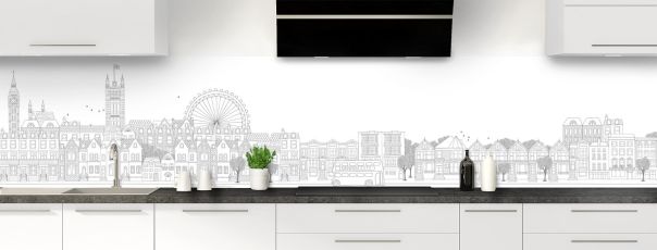 Crédence de cuisine Londres couleur Gris pierre panoramique