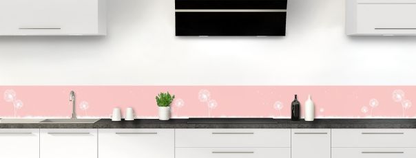 Crédence de cuisine Pissenlit au vent couleur Quartz rose frise motif inversé