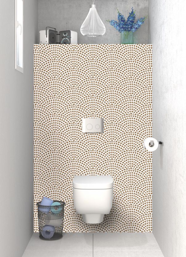 Panneau WC Mosaïque petits cœurs couleur Cannelle