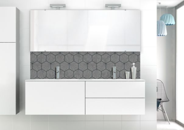 Panneau vasque Carreaux de ciment hexagonaux couleur Gris pierre