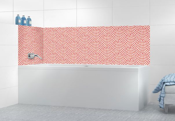 Panneau de bain Mosaïque petits cœurs couleur Rouge vermillon