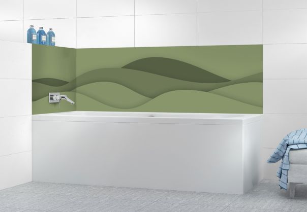 Panneau de bain Vagues couleur Vert sauge motif inversé