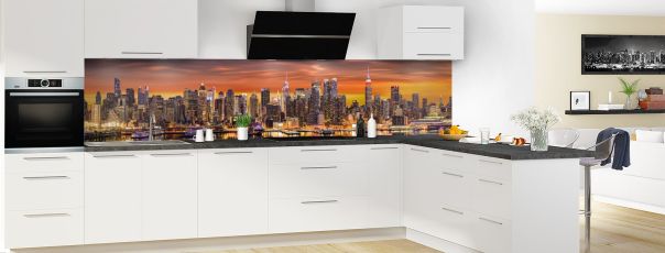 Crédence de cuisine New York Manhattan couleur  panoramique en perspective